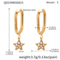 Gold Star Zircon Drop Hoop Earrings Smooth Twist Pavé Styles view 9