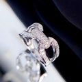 Silver U-Shape Cross Baguette Pave Finger Ring Sizes 6-10 view 4