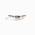 Silver Tone Chevron Ring with Blue and Clear Stones view 5