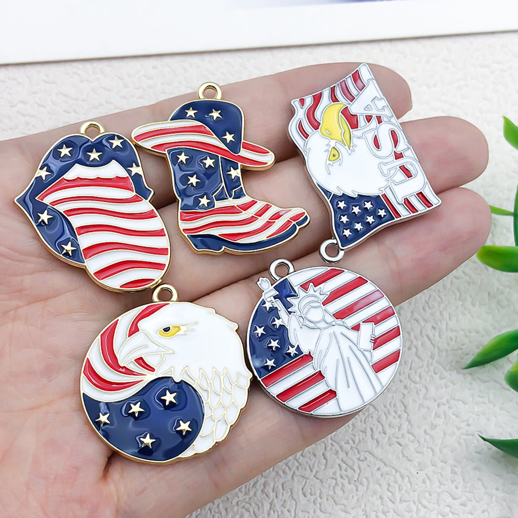 Zinc Alloy Enamel American Independence Day Charm Pendant for DIY Jewelry