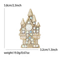 Gold Castle Clock Tower Brooch AB Rhinestone Metal Pin view 6