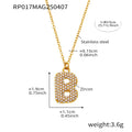 Puffy Zircon Letter Pendant Necklace Gold And Steel Tone view 9