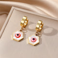 Gold Huggie Hoop Evil Eye Drop Earrings 7 Shape Styles view 10