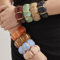 Wide Resin Stretch Bracelet Gold Spacers Multicolor view 4