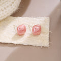 White Red and Silver Irregular Bean Shaped Stud Earrings view 2