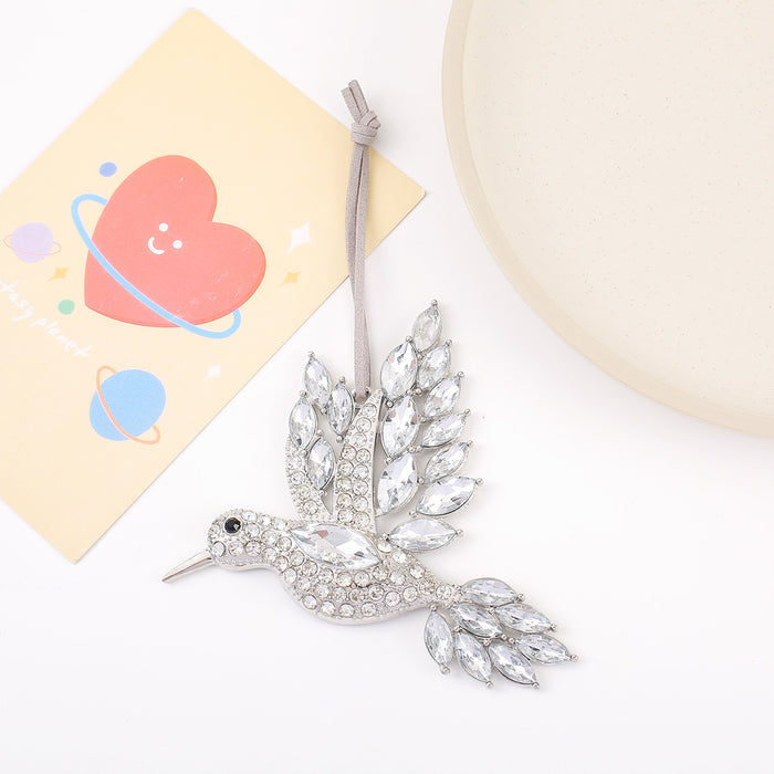 Rhinestone Hummingbird Hanging Ornament Metal Bird Charm