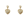 Gold Ball Stud Earrings Heart Drop Raised Star Center view 5