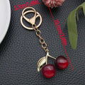 Red Yellow Gradient Resin Cherry Metal Clasp Keychain Set view 7