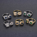 Pear And Rectangular Halo Adjustable Open Ring In Six Variants view 2