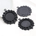Floral Round Cabochon Pendant Bases in Three Metal Finishes view 4