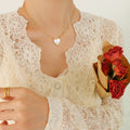 Mother Of Pearl Heart Pendant Paperclip Chain Gold Or Steel view 4