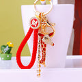 Crystal Chain Giraffe Keychains in Blue and Red with Braided and Clasp Free Loops view 1