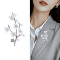 Shell Plum Blossom Pearl Branch Brooch Silver Gold Tone Pin view 3