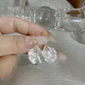 Gold Hoop White Shell Drop Earrings with Crystal Accent view 2