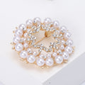 Hexagonal Floral Wreath Brooch with Faux Pearls Decorative Lapel Pin view 4
