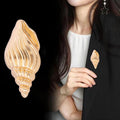 Gold Tone Conch Shell Two Designs Metal Brooch Pin view 3