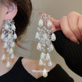 Silver Tone Chandelier Earrings With Crystal And Pearl Drops view 3