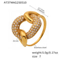 Interlocking Link Pave Zircon Open Ring Gold Or Steel view 7