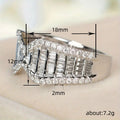 Silver Tone Bow Ring with Rectangular Clear Stone Rows view 4