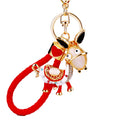 Jeweled Donkey Keychain with White Enamel and Red Leg Accents view 5