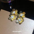 Faceted Crystal Flower Stud Earrings in Gold and Silver Tones view 4