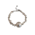 Silver Scrap Metal Pearl Geometric Chain Necklace Bracelet Mix view 5