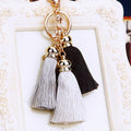 Triple Silk Tassel Keychains in Gradient and Faux Fur Pom Configurations view 10