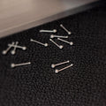Tiny Silver Round Ball and Straight Bar Stud Earrings view 2