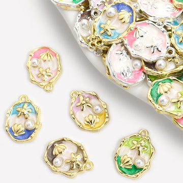 Painted Shell Charms in Five Colors and Two Metal Tones