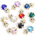 Crystal Heart Teddy Bear Jewelry Components For DIY Earrings And Bracelets Charms view 3