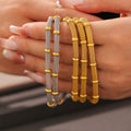 Bamboo Mesh Magnetic Clasp Bracelet Gold Steel Two-Tone view 3