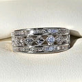 Silver Three Row Geometric Band Ring Square Clear CZ view 2