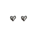 Silver Mini Irregular Heart Stud Earrings Dark Edge view 5