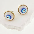 Gold Tone Glass Evil Eye Earrings and Adjustable Ring Options view 8
