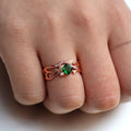 Rose Gold Green Square Leaf Wrap Dual Band Ring Alloy view 5