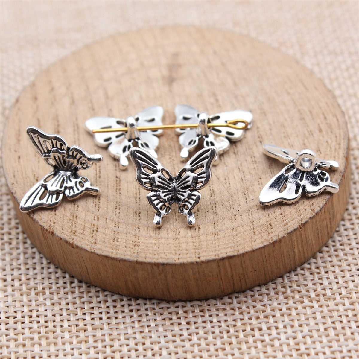 15x14mm 1.05g Antique Silver Zinc Alloy Butterfly Small Hole Beads for Bracelet Necklace DIY