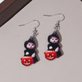 Black Cat Pumpkin Halloween Acrylic Novelty Hook Earrings view 4