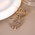 Gray and Tan Leopard Print Wavy Heart Hoop Earrings view 7