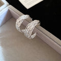 Textured Crisscross Metal Hoop Earrings Decorative Jewelry Design view 6