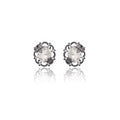 Dark Metal Filigree Oval Crystal Butterfly Stud Earrings view 5