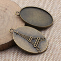 Eiffel Tower Oval Cabochon Pendant Setting Jewelry Making Component view 2