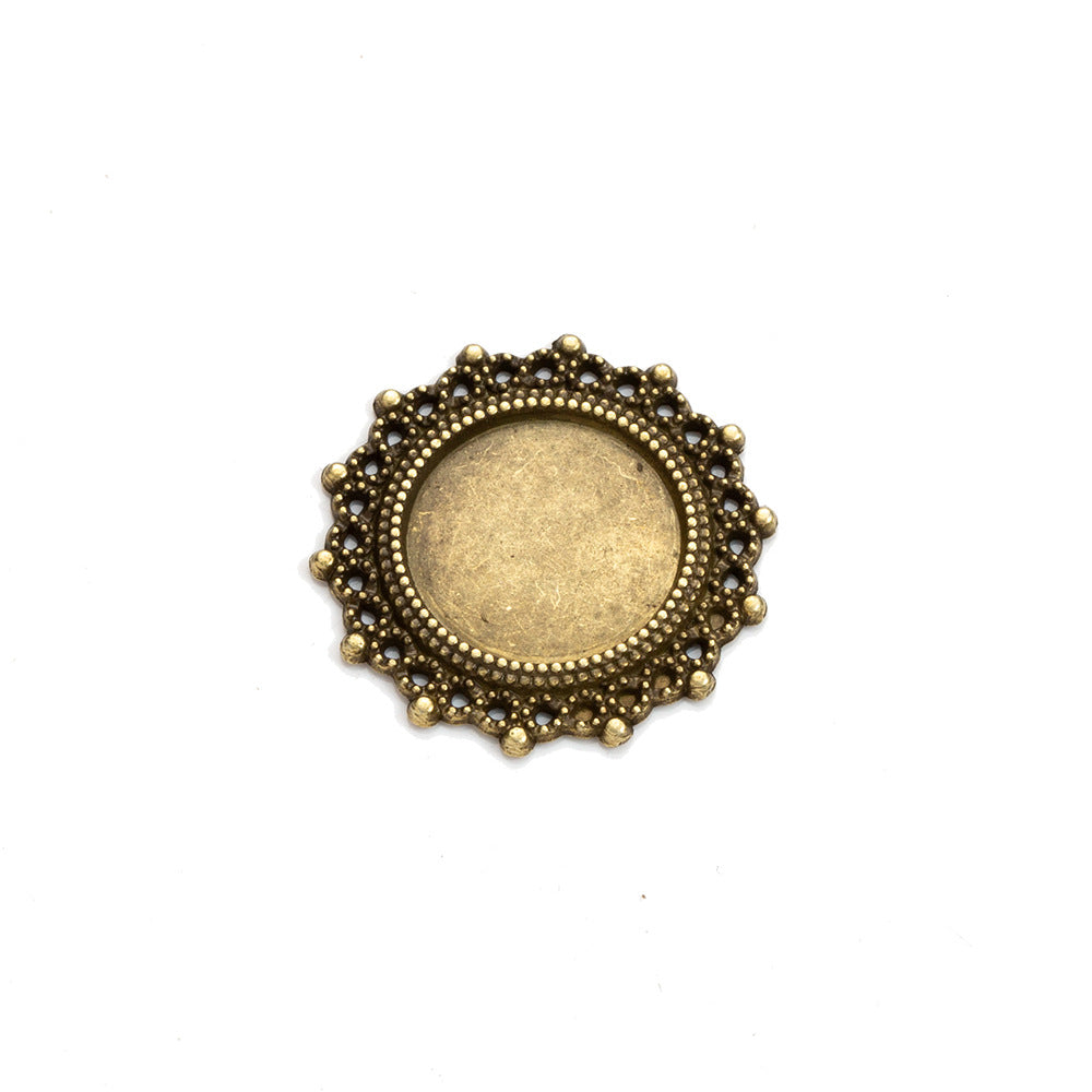 24mm Lace Edge Alloy Bezel Setting Pendant Tray for 14mm Cabochons