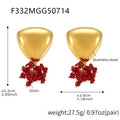 Glass Cluster Drop and Sculptural Stud Earrings in Gold Tone view 7
