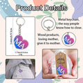 Pink Purple Gradient MA Heart Wood Keychain Metal Ring view 4