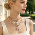 Faceted Bead Necklace With Pearl And Painted Charm view 3