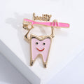Smiling Tooth and Toothbrush Enamel Brooch in Five Styles view 3