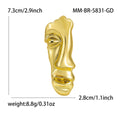 Abstract Half Face Brooch in Polished Metal for Jackets and Scarves view 5