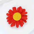 Colorful Daisy Flower Brooch with Textured Center Decorative Metal Pin view 2