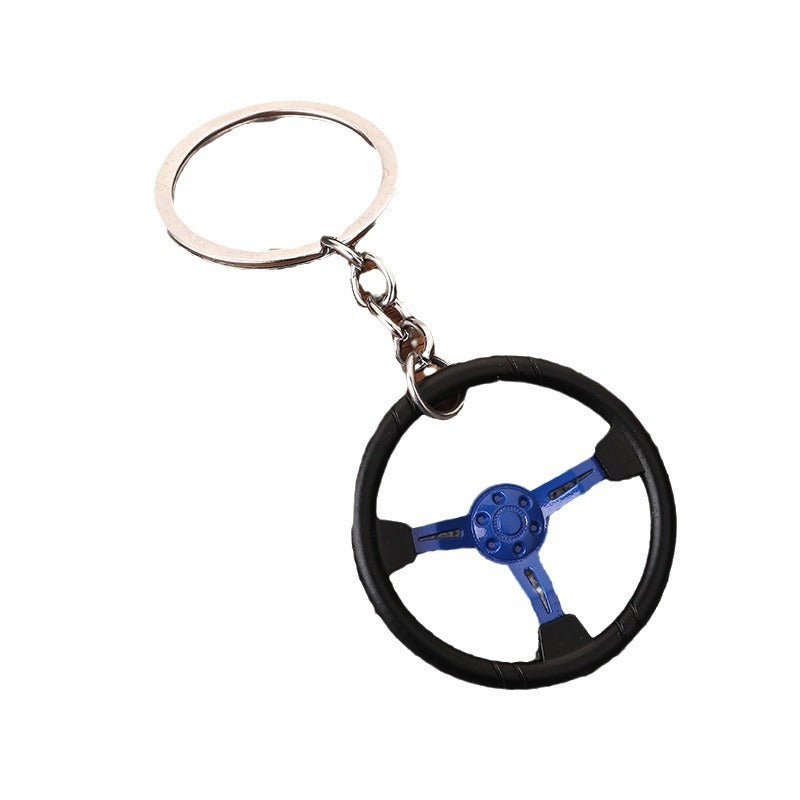 Racing Steering Wheel Zinc Alloy Keychain Car Accessory Gift