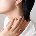 Gold Or Silver Beaded C Hoop Earrings Graduated Balls view 4